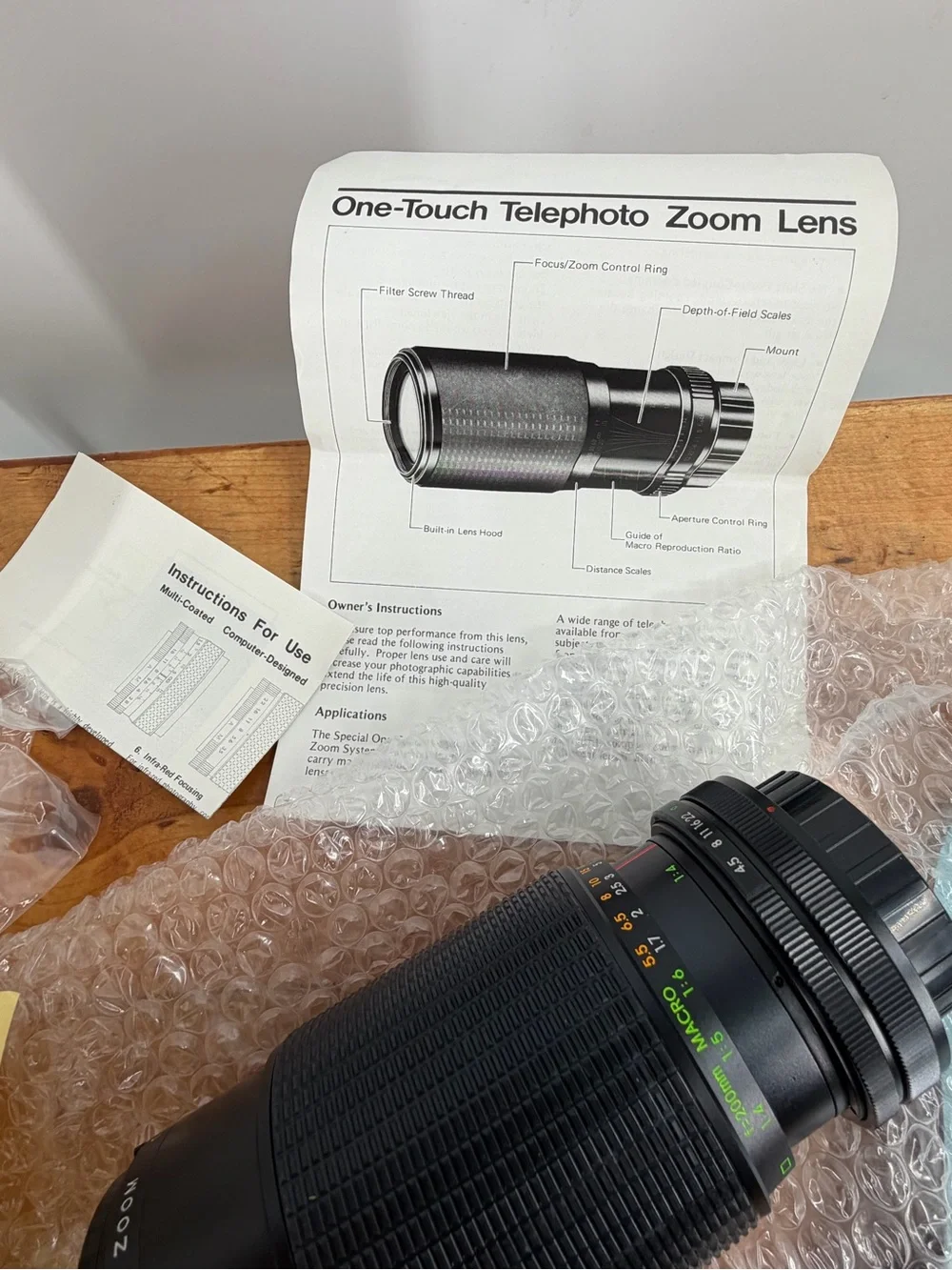 Vintage 70s 80s Rokinon 80-200mm f/4.5 Macro Zoom Lens Canon FD Mount AE-1 NOS